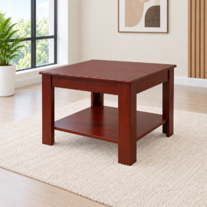 Modern Mahogany Wooden Coffee Table with Storage Shelf
