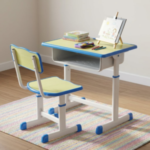 Kids Study Desk and Chair Set with Storage Shelf