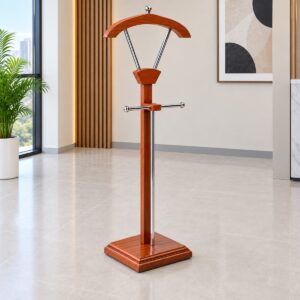 Modern Wooden Office Coat Stand with Chrome Accents