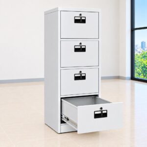 4-Drawer Metallic Filing Cabinet with Lock