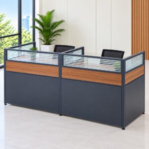 2-Seater Partitioned Office Workstation with Drawers