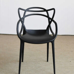 Black plastic bistro arm chair