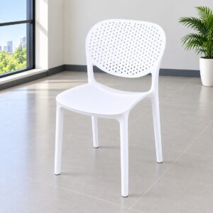 Stackable White Plastic Chair