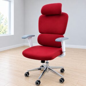 Red Ergonomic Executive Office Chair with Headrest