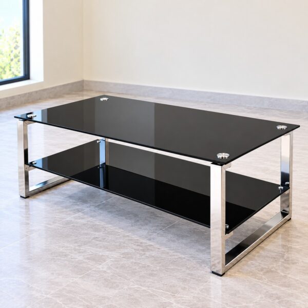 Modern black glass coffee table