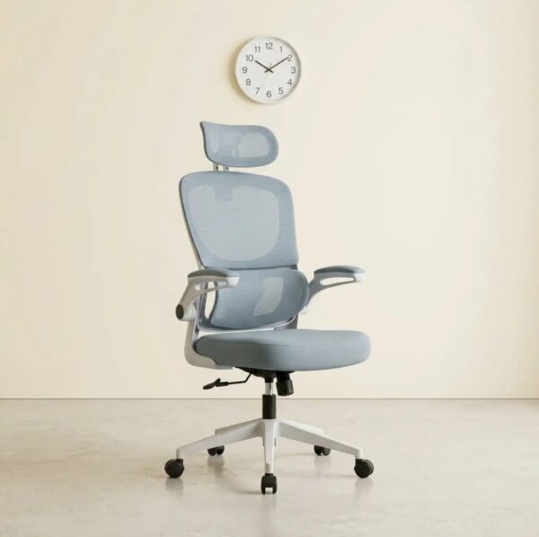 High back ergonomic mesh office chair with adjustable headrest and armrests