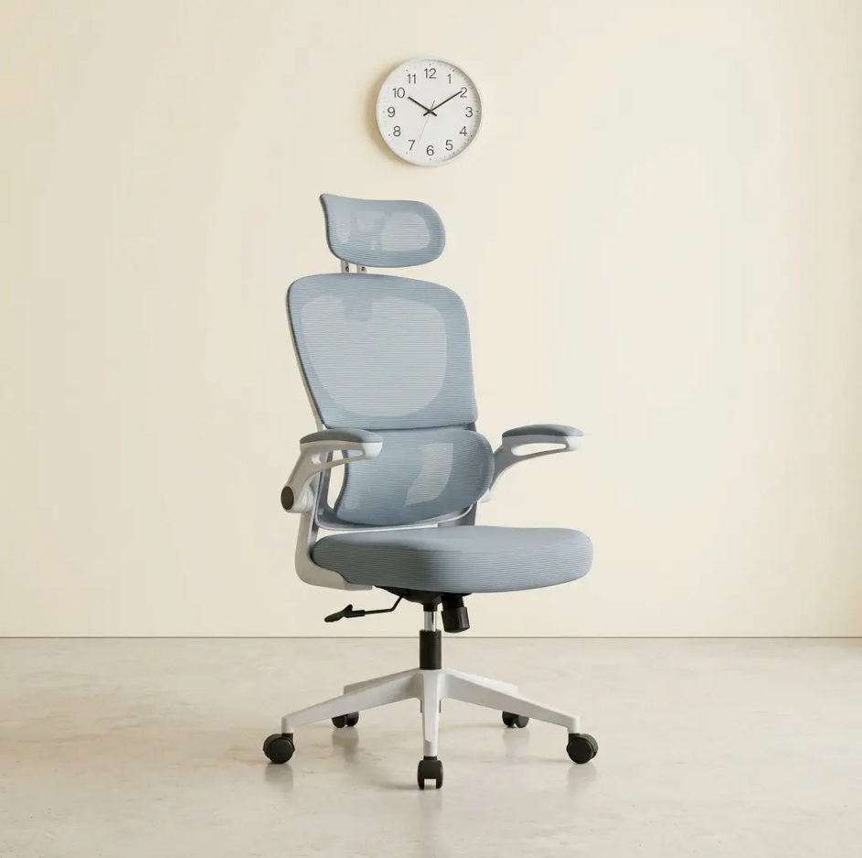High back ergonomic mesh office chair with adjustable headrest and armrests