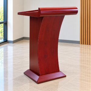 Wooden Podium Lectern with Storage and Cable Management