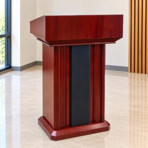 Wooden Podium Lectern with Storage Shelves