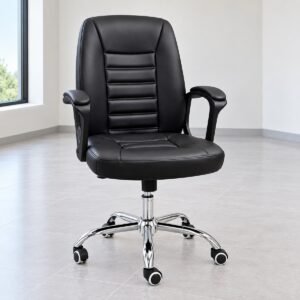 High Back Leather Office Chair with Padded Armrests