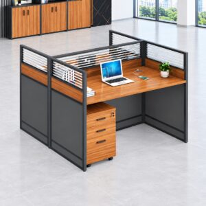 Modern 2-Way Office Workstation with Privacy Panels & Drawers