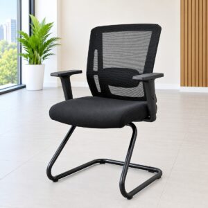 Ergonomic Cantilever Mesh Visitor Chair with Lumbar Support
