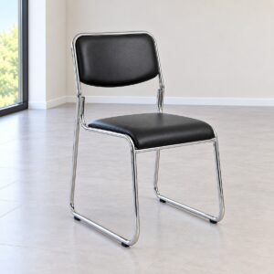 Stackable Padded Office Visitor Chair with Chrome Frame